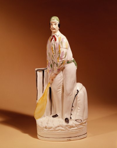 Staffordshire figuur van een cricketspeler, 1865 door English School